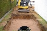 Cuve plate de récupération d'eau de pluie GRAF en fond de fouille